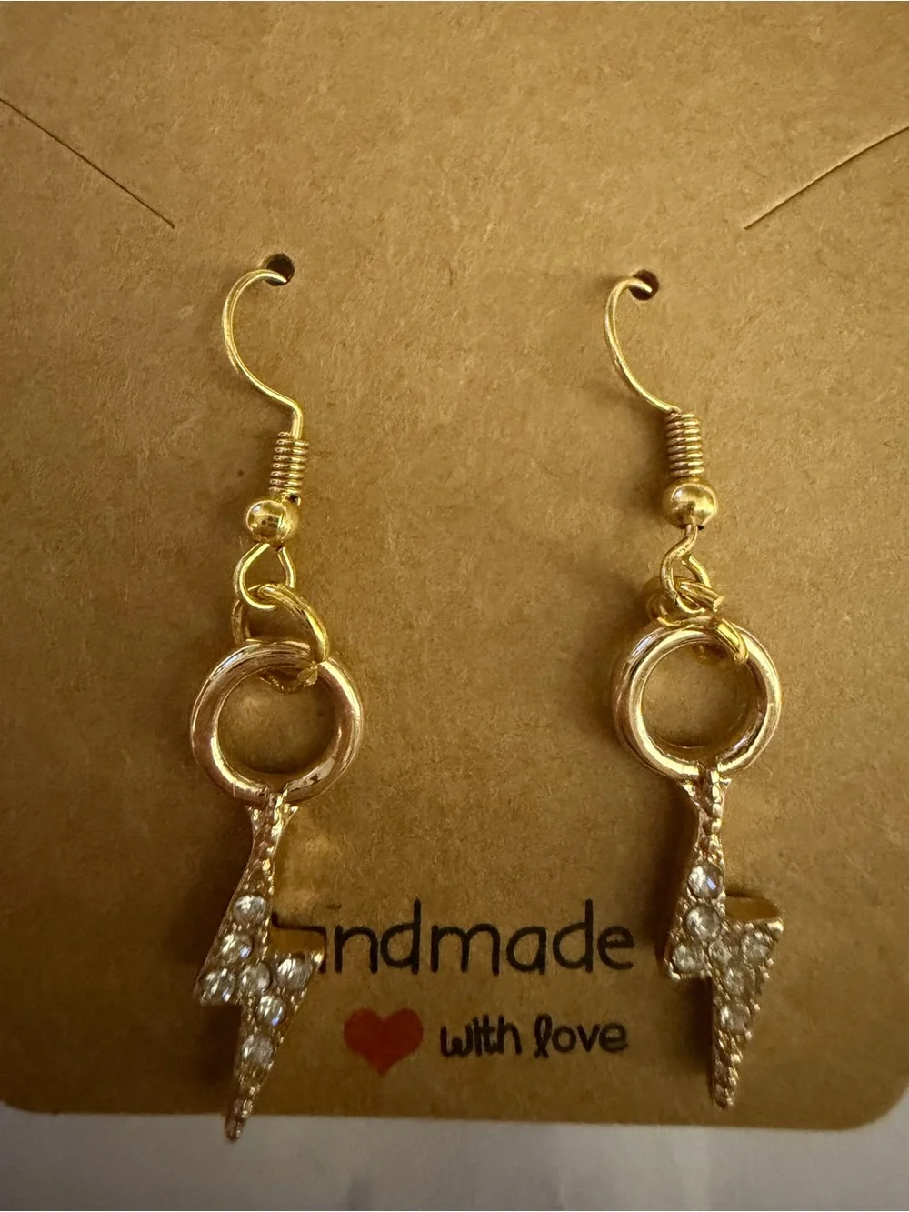 Gold Lightning Bolt Dangle Earrings